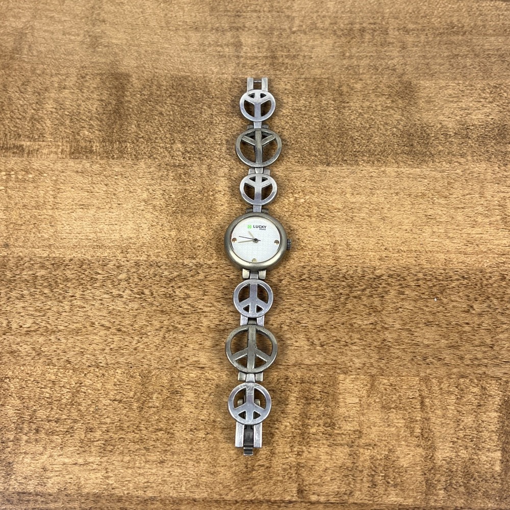 Vintage Lucky Brand Women's Watch 25mm Peace Sign‎ Band - Needs New Battery